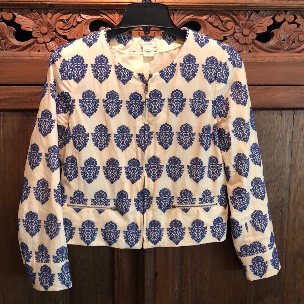 Embroidered/lined/fitted/cropped jacket by J Crew